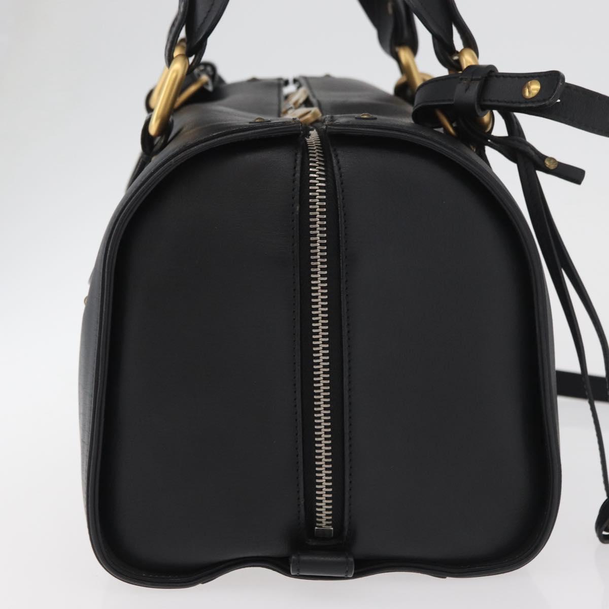 Chloe Aurora Paddington Hand Bag Leather 2way Black Gold Auth BA13096V
