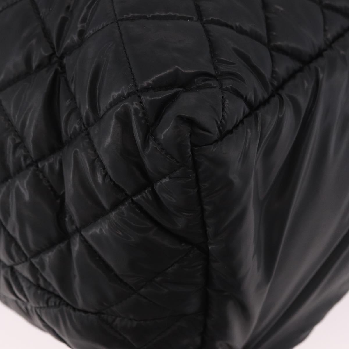 CHANEL Cococoon Tote Bag Nylon Black Silver CC Auth BA13097