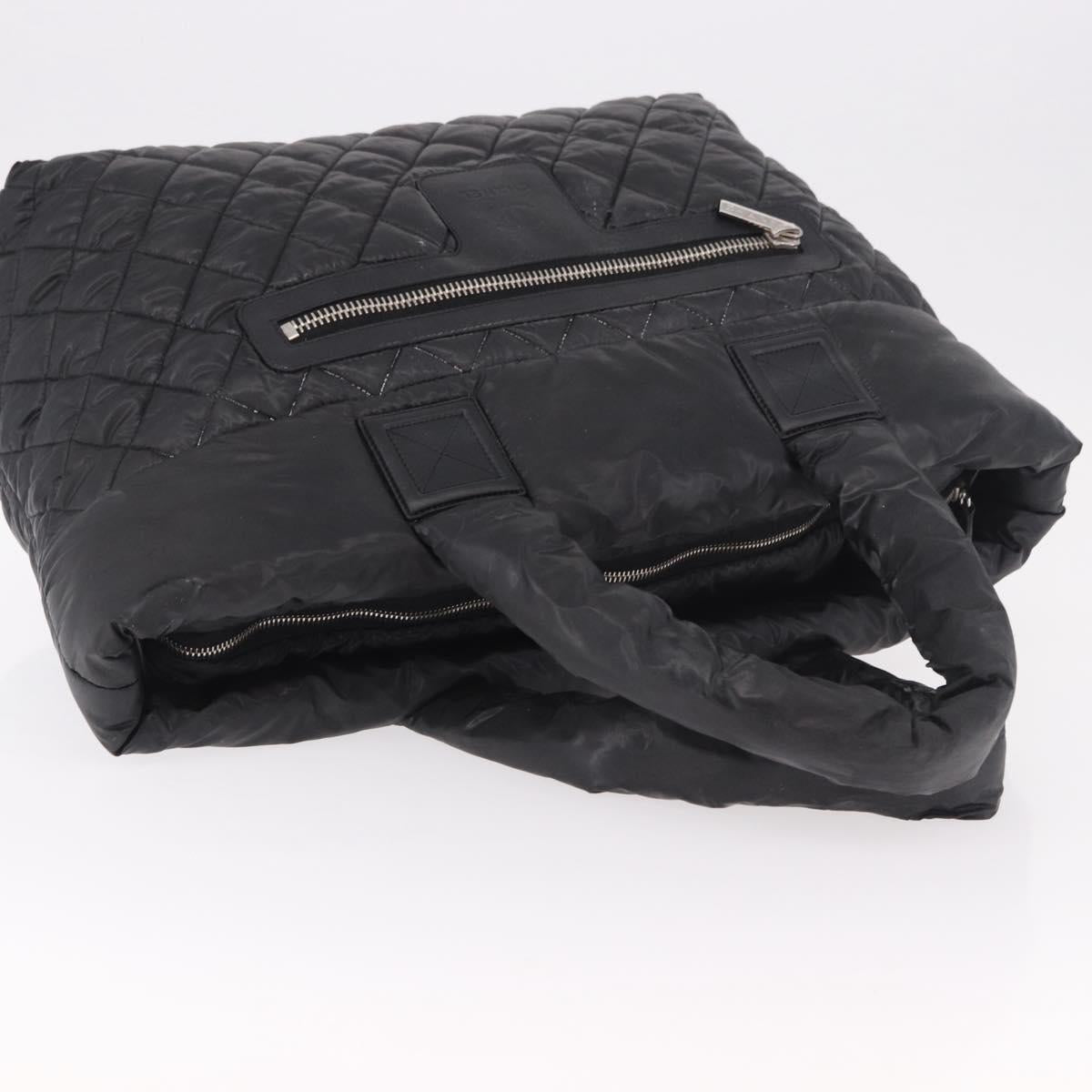 CHANEL Cococoon Tote Bag Nylon Black Silver CC Auth BA13097