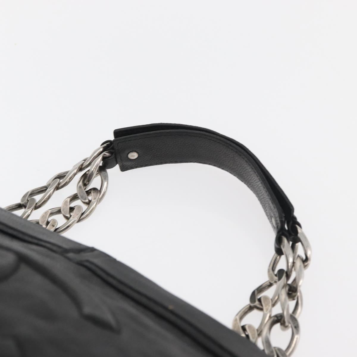 CHANEL Chain Tote Bag Caviar Skin Black Silver CC Auth BA13098