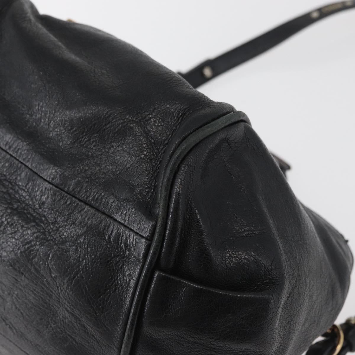 Chloe Etel Hand Bag Leather 2way Black Gold Auth BA13103