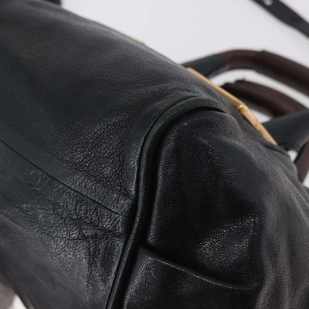 Chloe Etel Hand Bag Leather 2way Black Gold Auth BA13103
