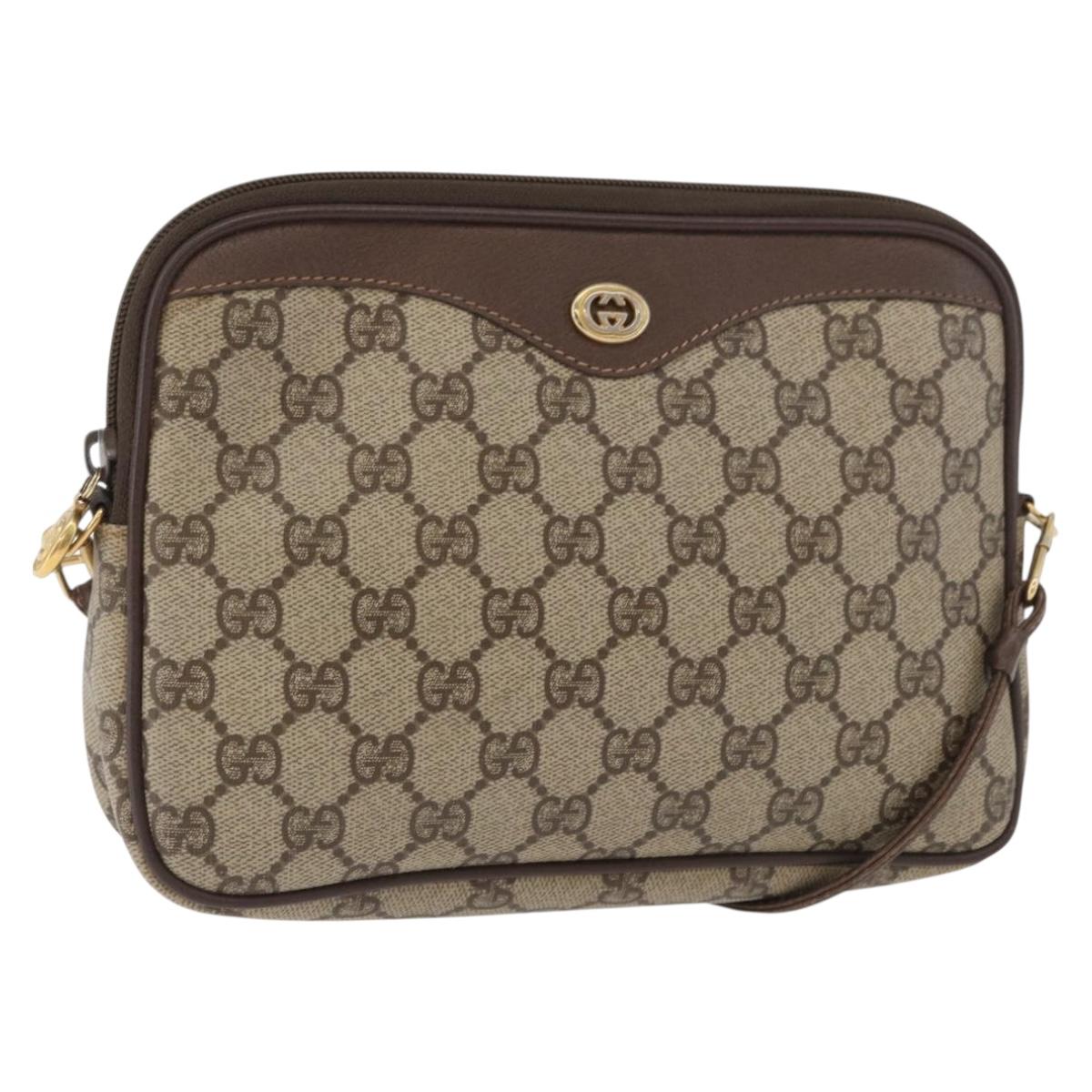 GUCCI GG Supreme Shoulder Bag PVC Beige Gold 97 02 068 Auth BA13116
