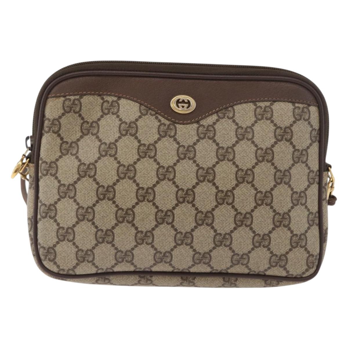 GUCCI GG Supreme Shoulder Bag PVC Beige Gold 97 02 068 Auth BA13116