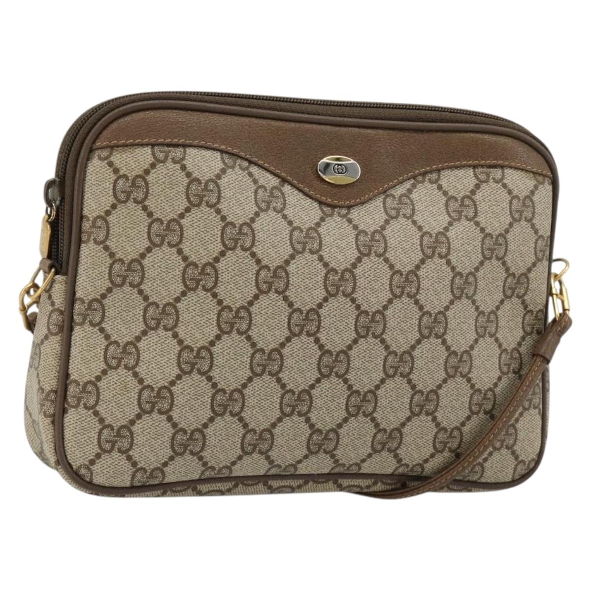 GUCCI GG Supreme Shoulder Bag PVC Beige Gold 97 02 068 Auth BA13121