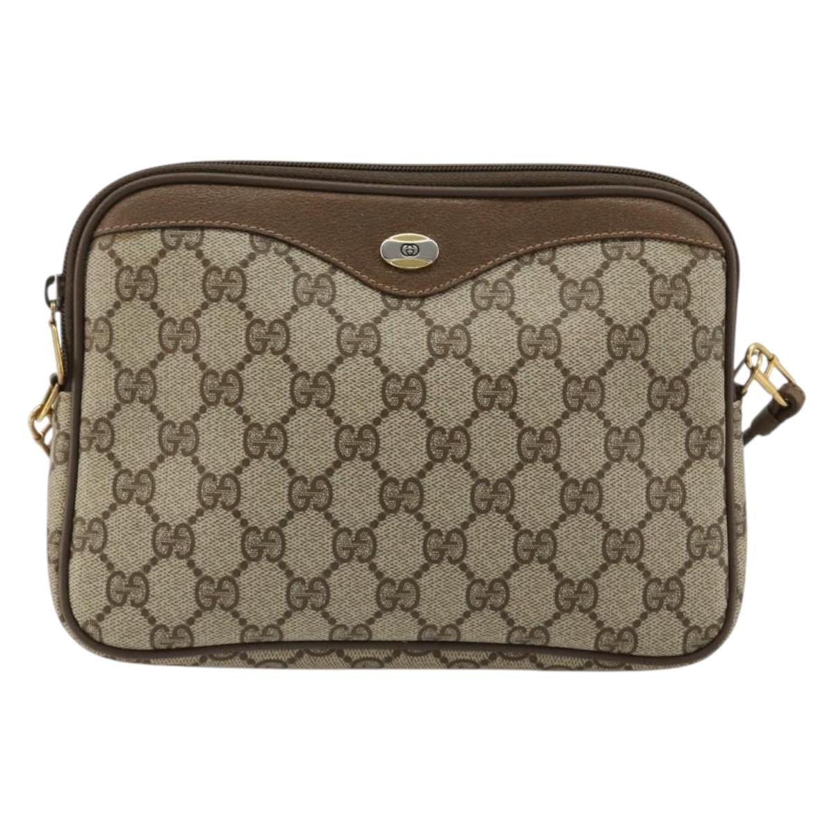 GUCCI GG Supreme Shoulder Bag PVC Beige Gold 97 02 068 Auth BA13121