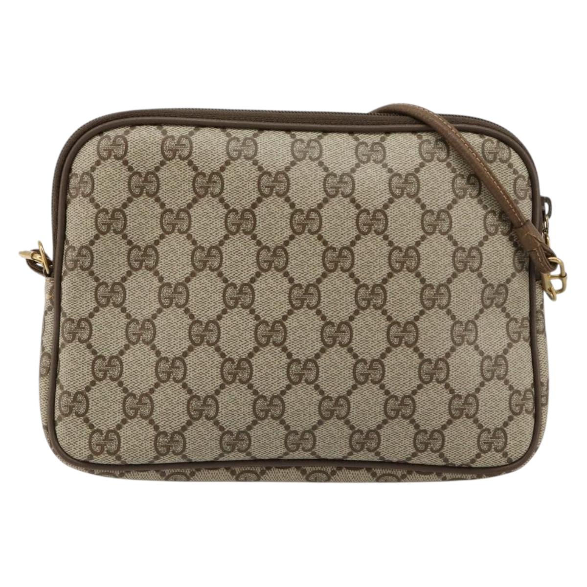 GUCCI GG Supreme Shoulder Bag PVC Beige Gold 97 02 068 Auth BA13121
