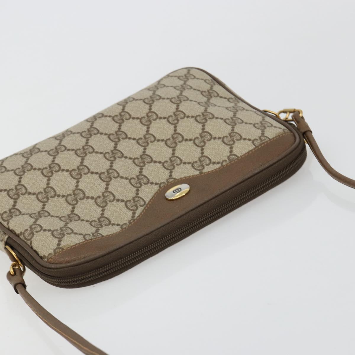 GUCCI GG Supreme Shoulder Bag PVC Beige Gold 97 02 068 Auth BA13121