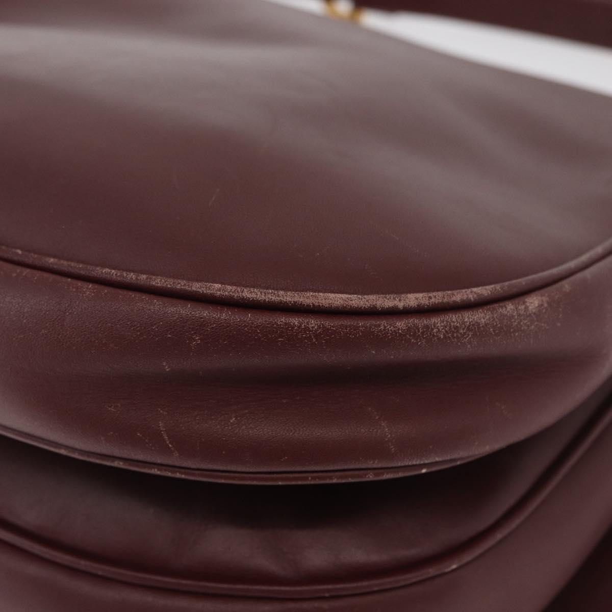 CARTIER Must Line Shoulder Bag Leather Bordeaux Gold Auth BA13122