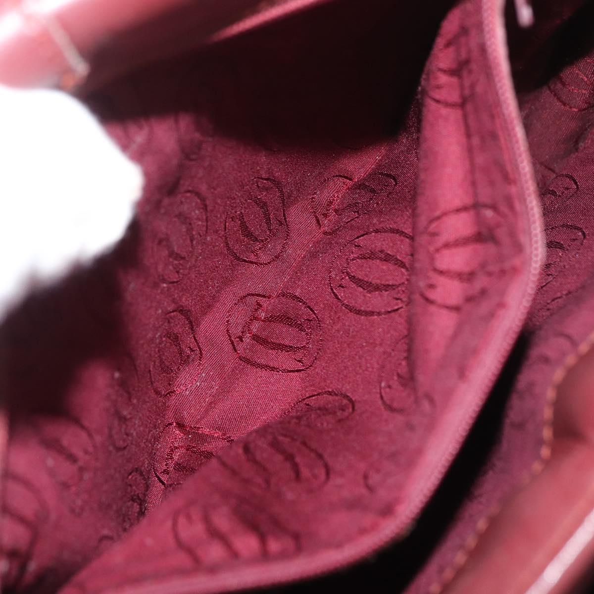 CARTIER Must Line Shoulder Bag Leather Bordeaux Gold Auth BA13122