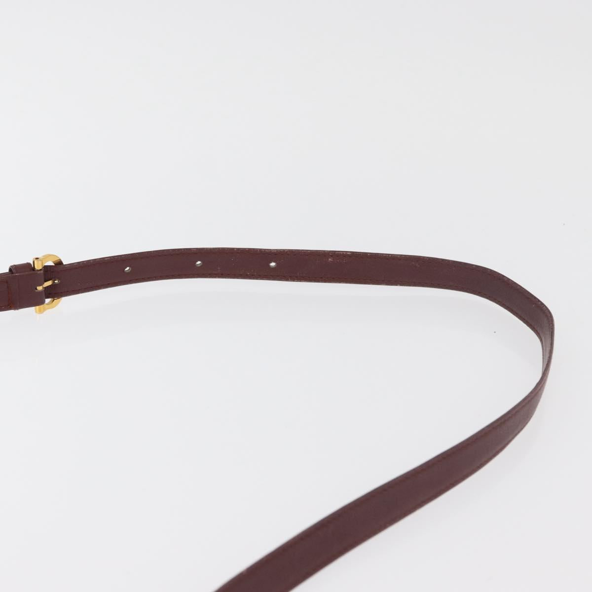 CARTIER Must Line Shoulder Bag Leather Bordeaux Gold Auth BA13122
