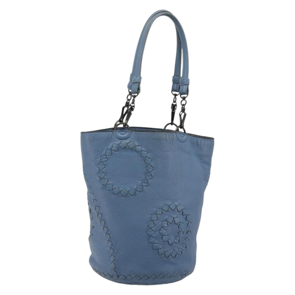 BOTTEGA VENETA INTRECCIATO Tote Bag Leather Blue 194900 Auth BA13123
