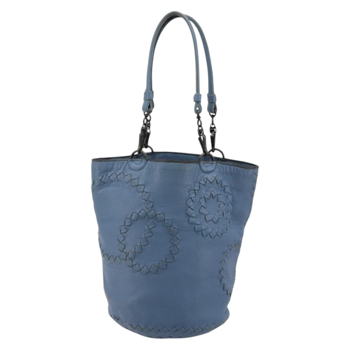 BOTTEGA VENETA INTRECCIATO Tote Bag Leather Blue 194900 Auth BA13123