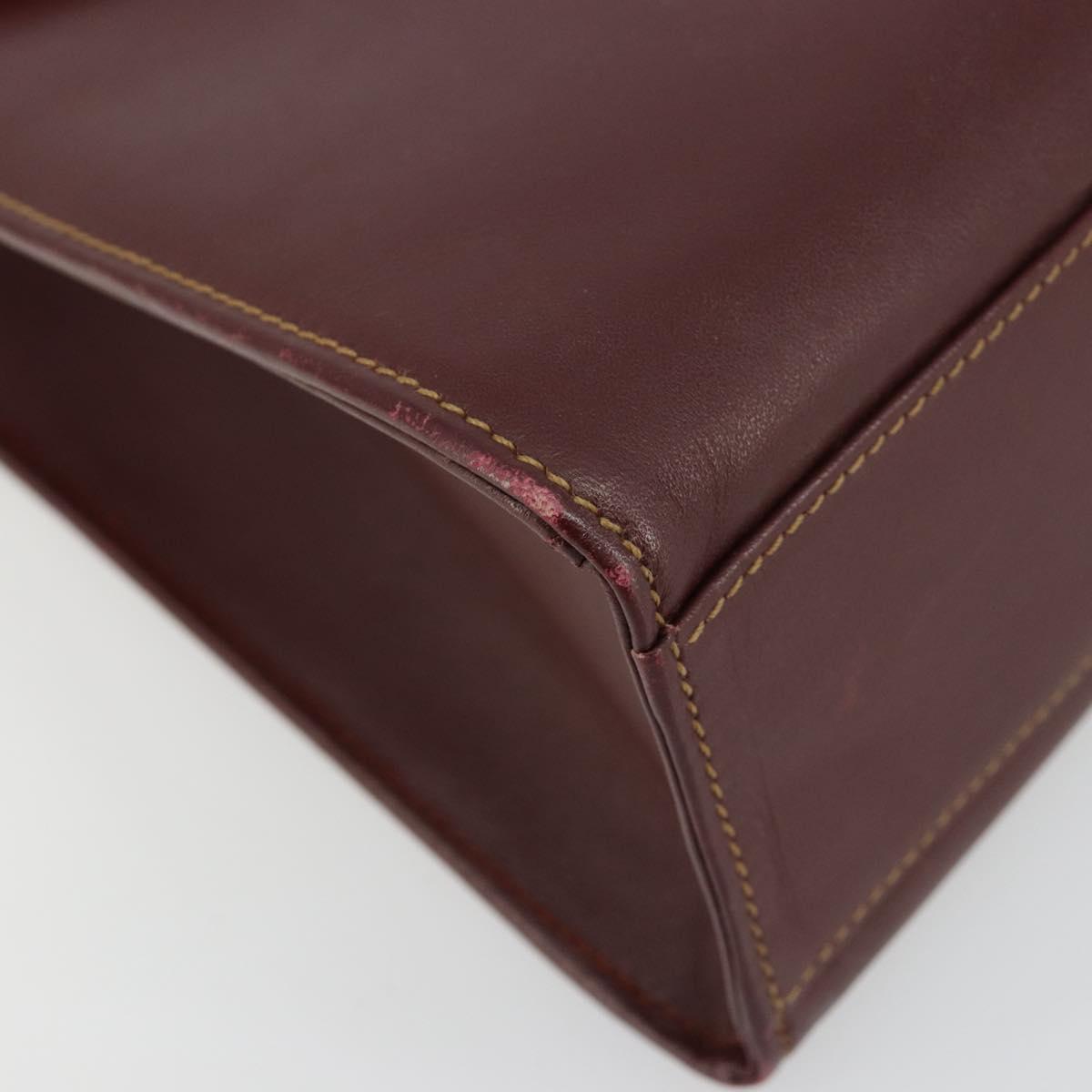 CARTIER Must Line Hand Bag Leather Bordeaux Gold Auth BA13127