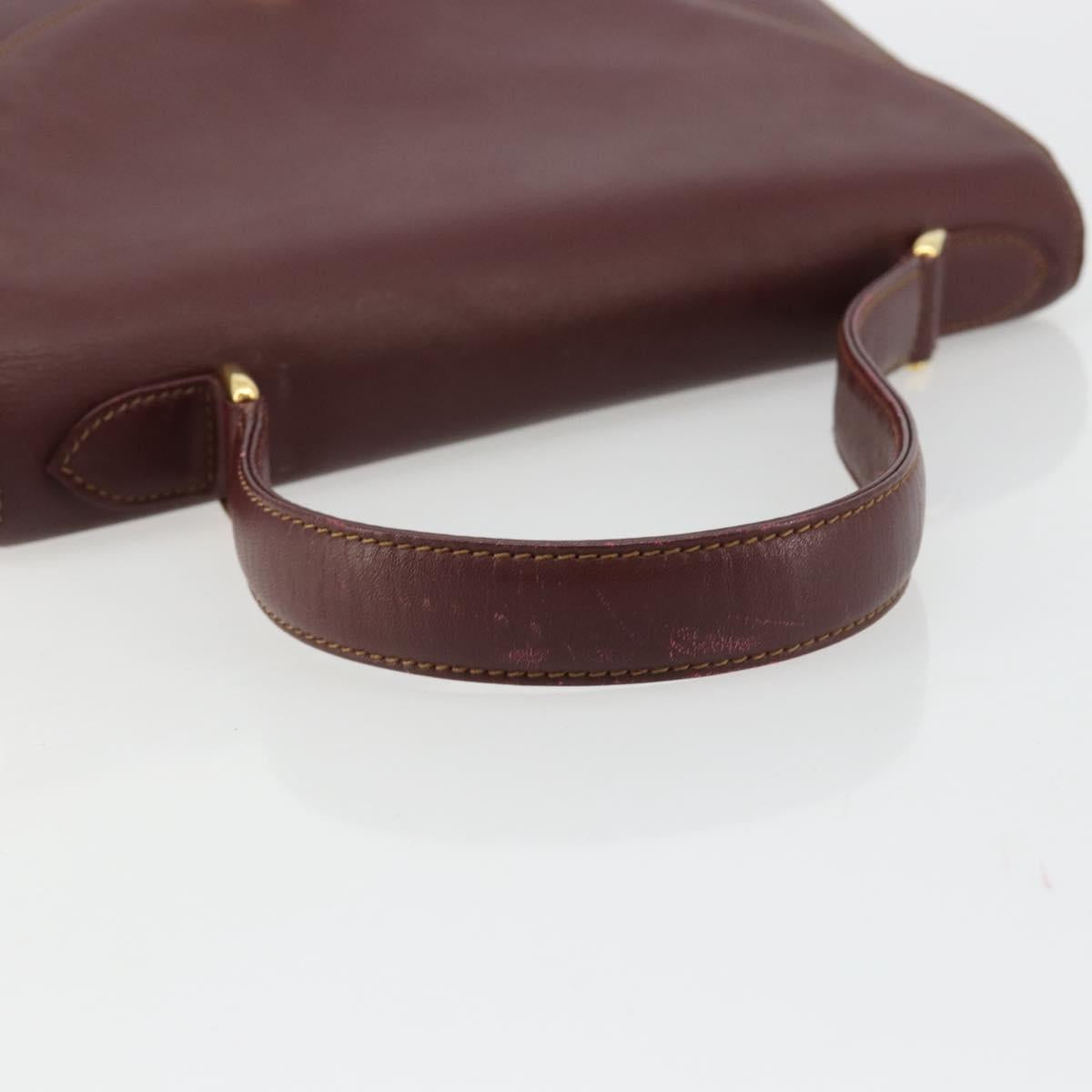 CARTIER Must Line Hand Bag Leather Bordeaux Gold Auth BA13127
