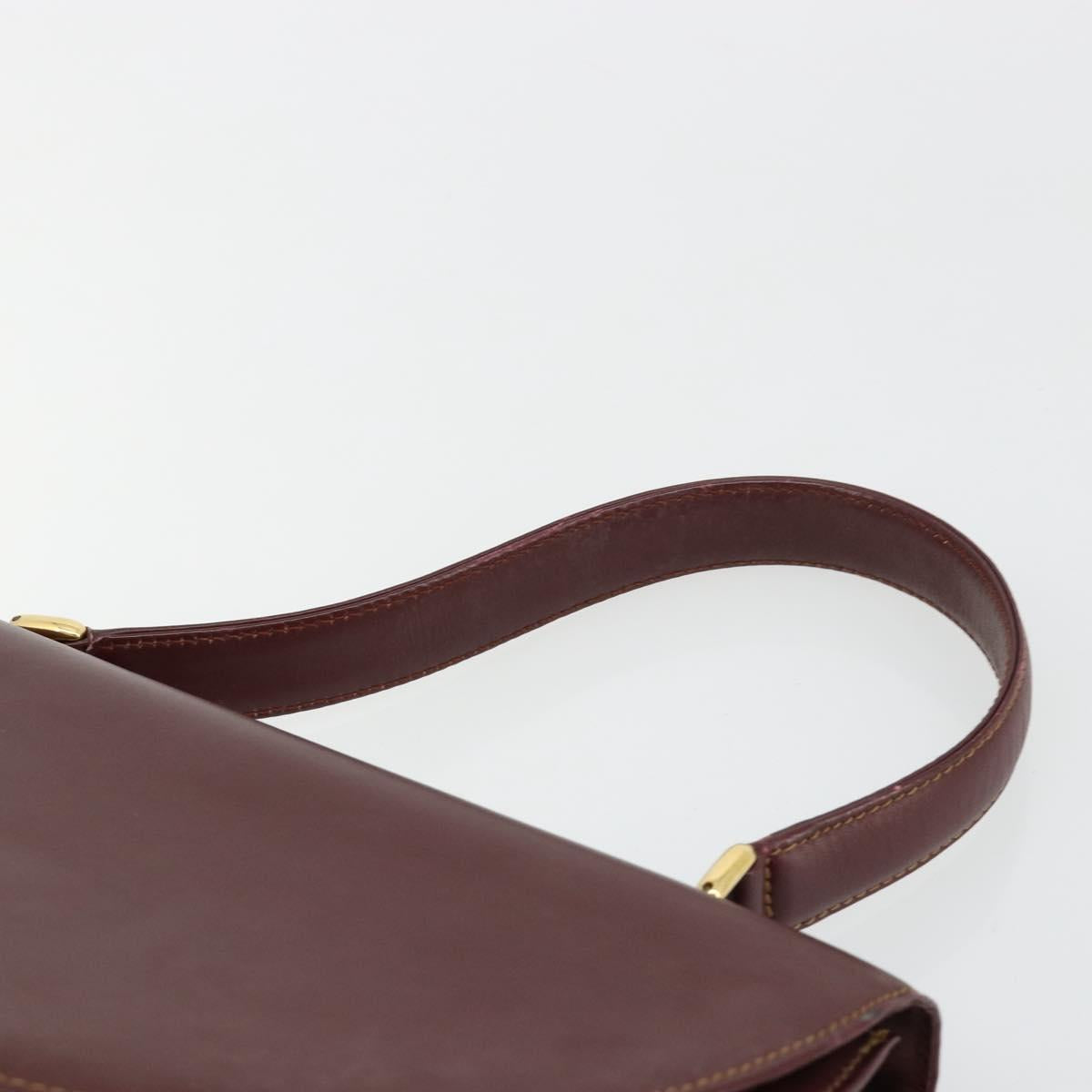 CARTIER Must Line Hand Bag Leather Bordeaux Gold Auth BA13127