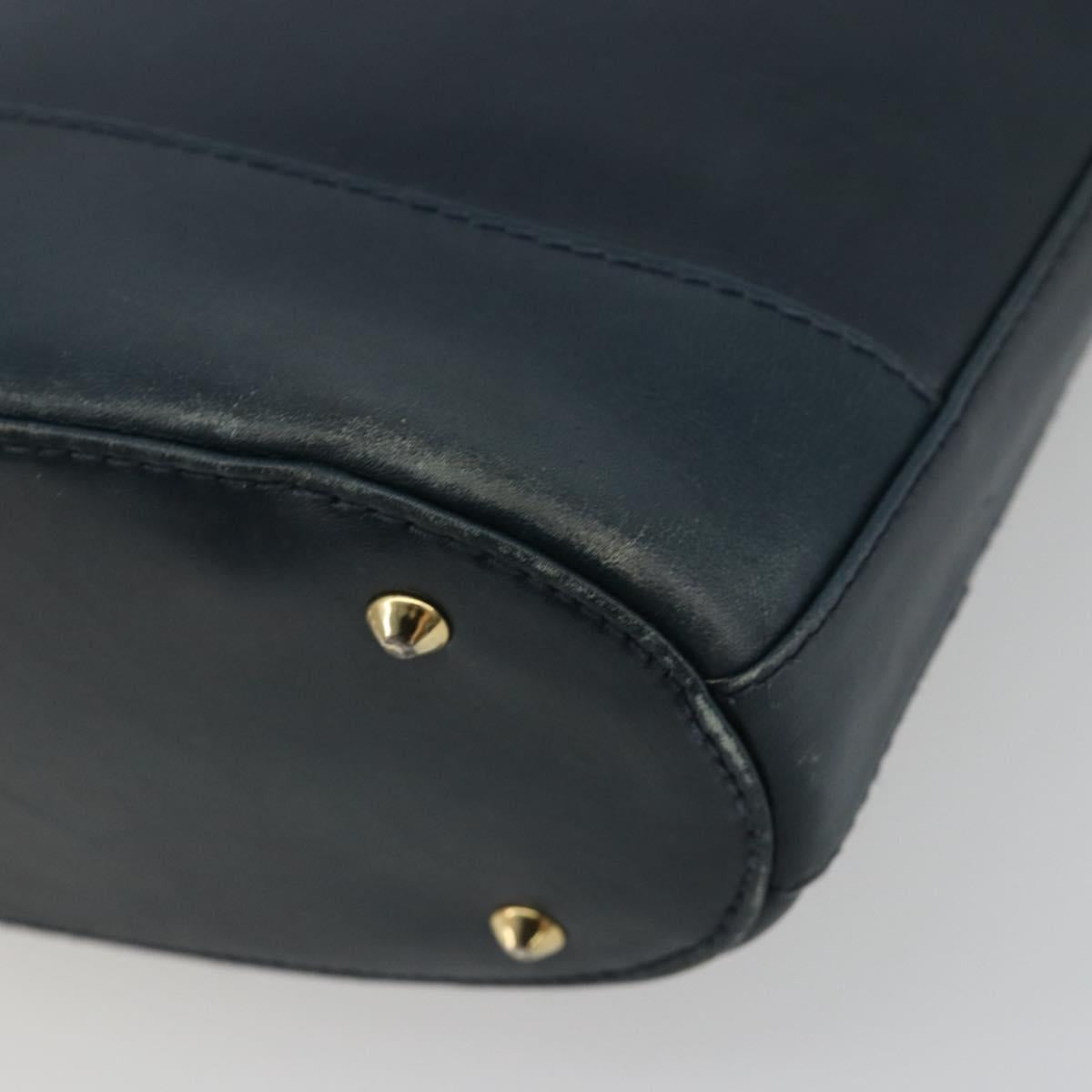 TIFFANY&Co. Chain Shoulder Bag Leather Navy Gold Auth BA13131