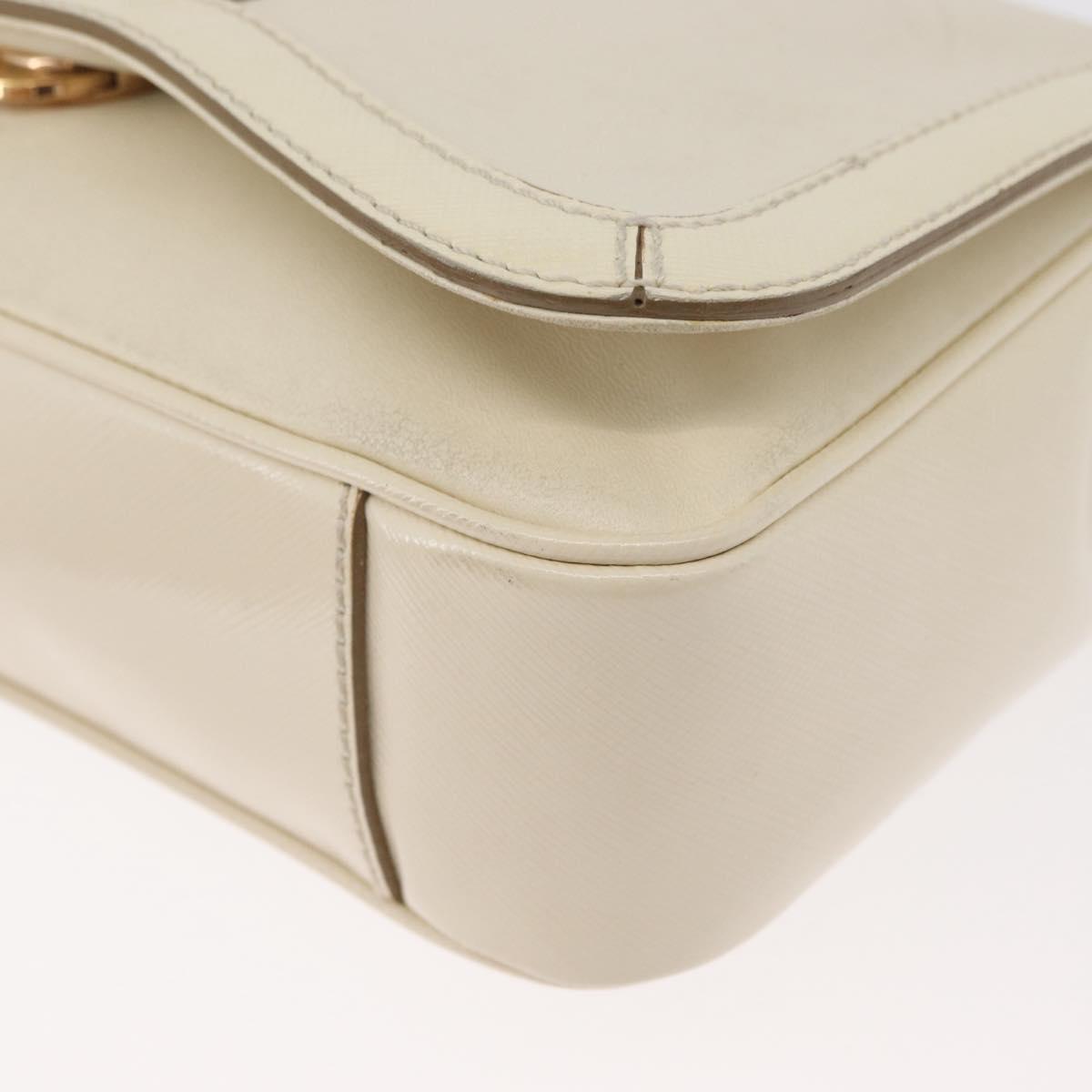 Salvatore Ferragamo Gancini Shoulder Bag Leather White Gold Auth BA13137