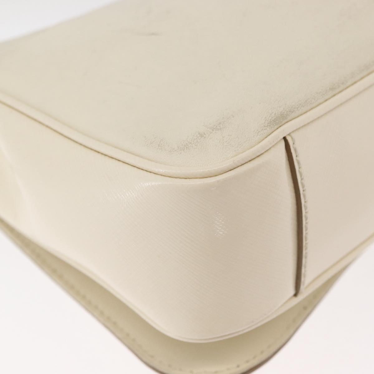 Salvatore Ferragamo Gancini Shoulder Bag Leather White Gold Auth BA13137