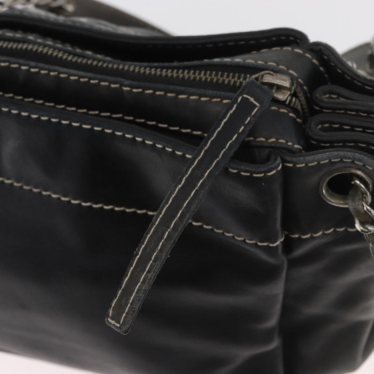 CHANEL Chain Shoulder Bag Lamb Skin Black CC Auth BA13139