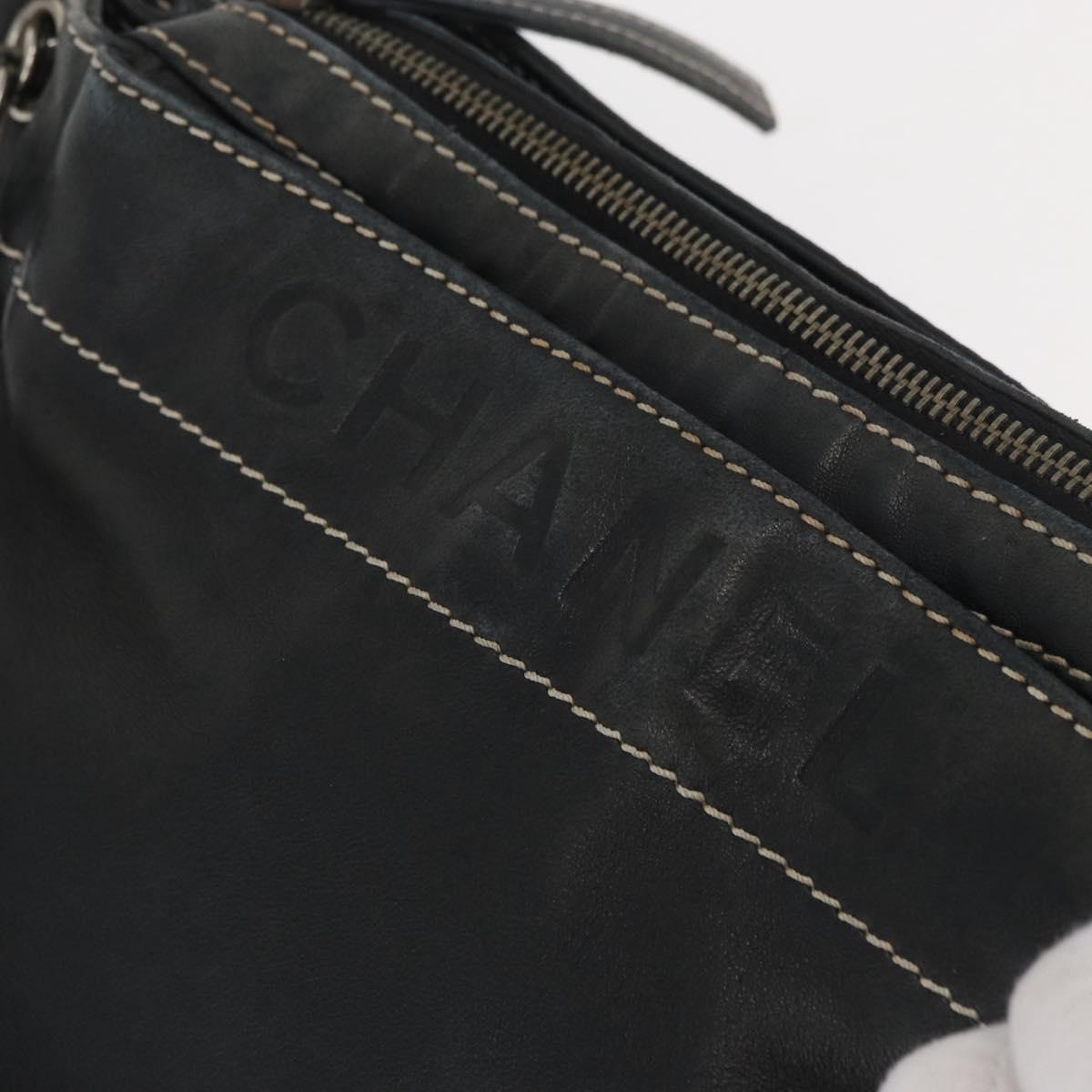 CHANEL Chain Shoulder Bag Lamb Skin Black CC Auth BA13139