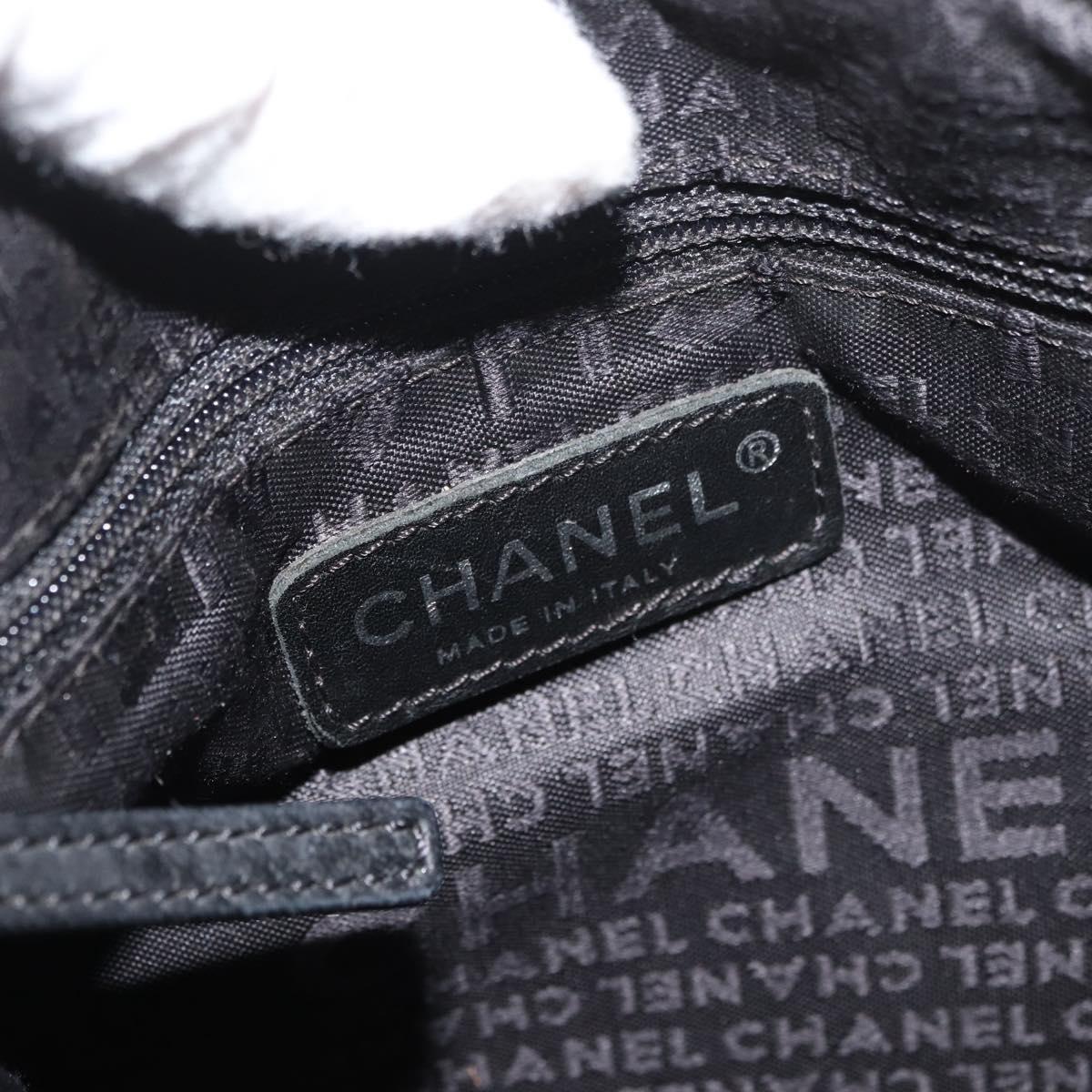 CHANEL Chain Shoulder Bag Lamb Skin Black CC Auth BA13139