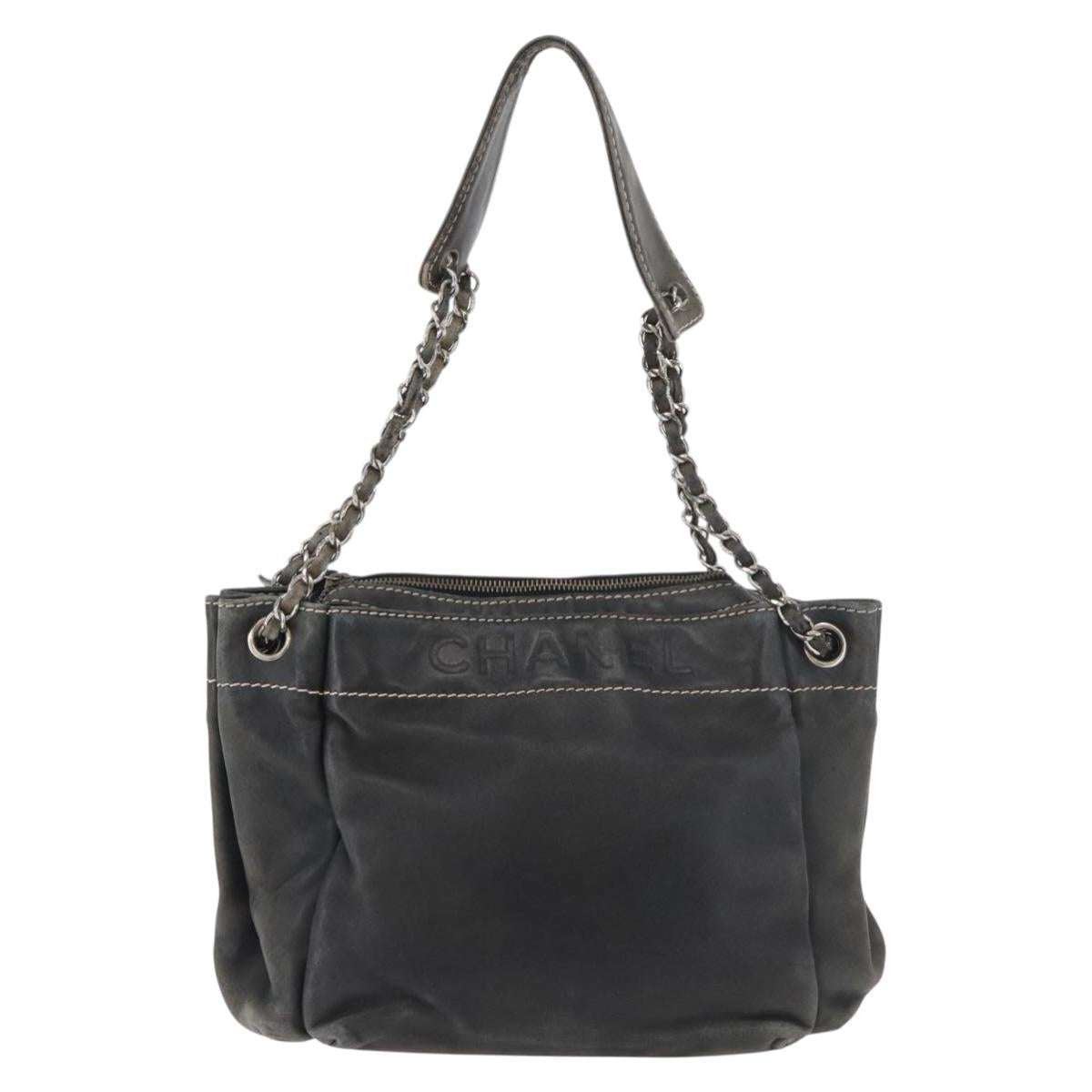CHANEL Chain Shoulder Bag Lamb Skin Black CC Auth BA13139
