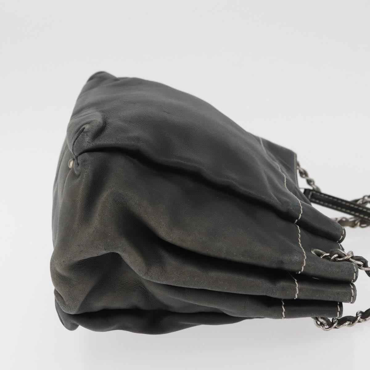 CHANEL Chain Shoulder Bag Lamb Skin Black CC Auth BA13139