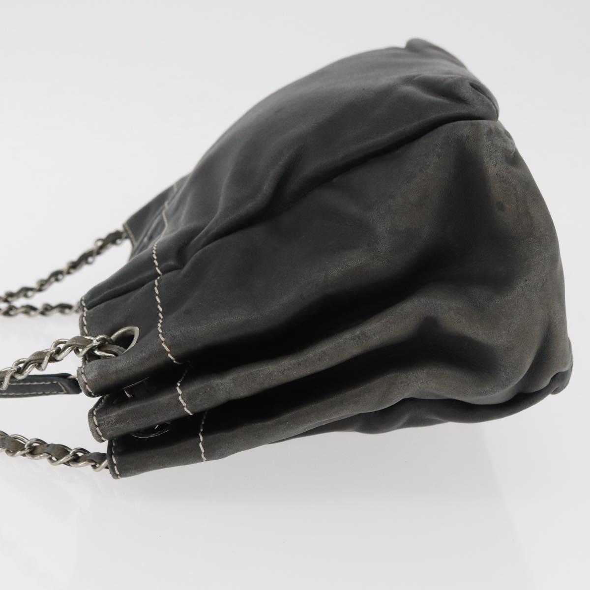 CHANEL Chain Shoulder Bag Lamb Skin Black CC Auth BA13139