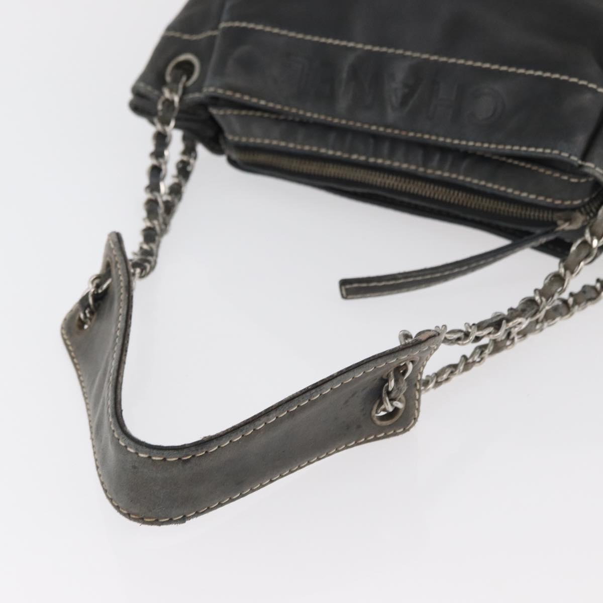 CHANEL Chain Shoulder Bag Lamb Skin Black CC Auth BA13139