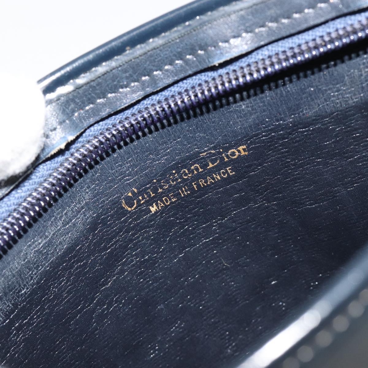 Christian Dior Trotter Canvas Shoulder Bag Navy Gold Auth BA13143