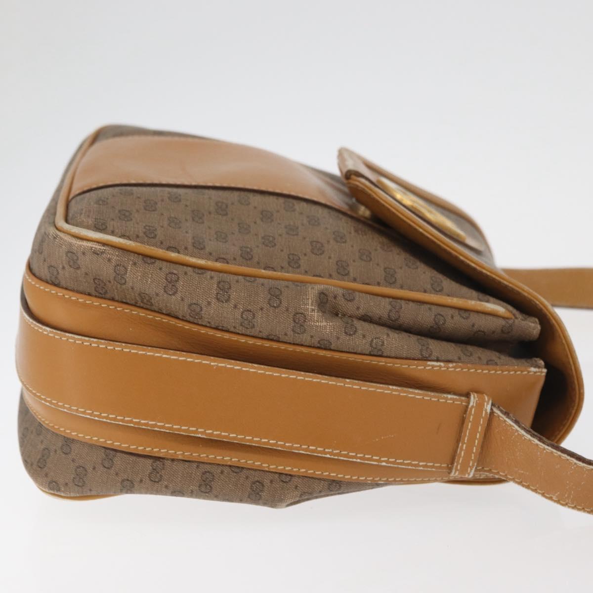 GUCCI Micro GG Supreme Shoulder Bag PVC Beige Gold Auth BA13145