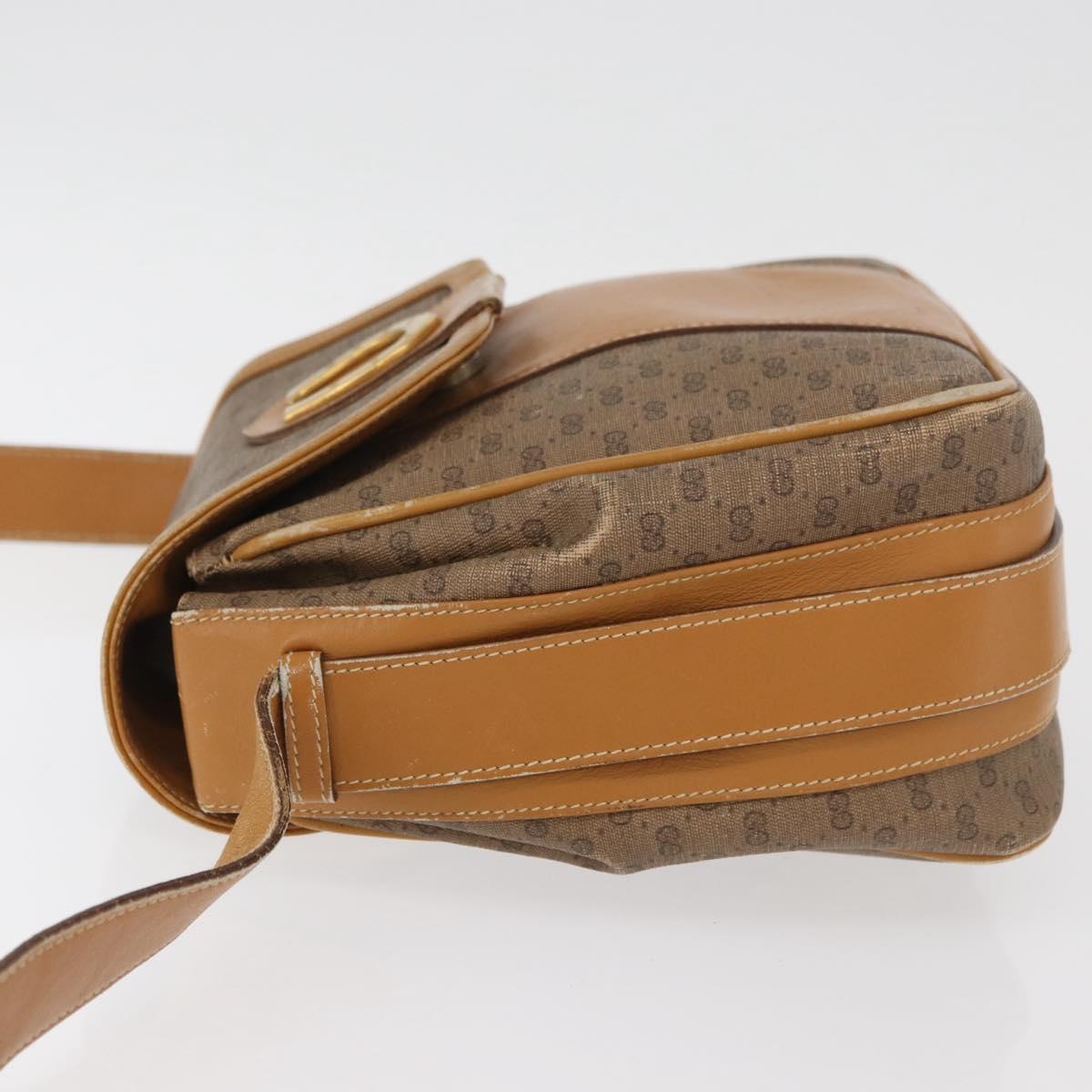 GUCCI Micro GG Supreme Shoulder Bag PVC Beige Gold Auth BA13145