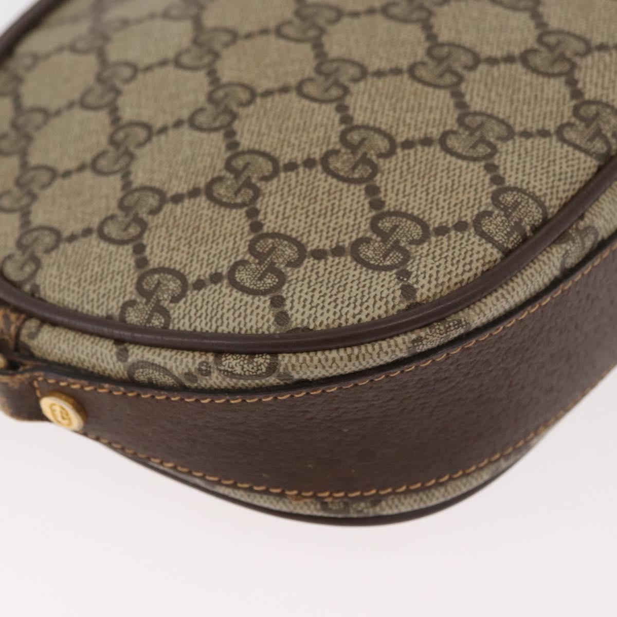 GUCCI GG Supreme Shoulder Bag PVC Beige Gold Auth BA13146