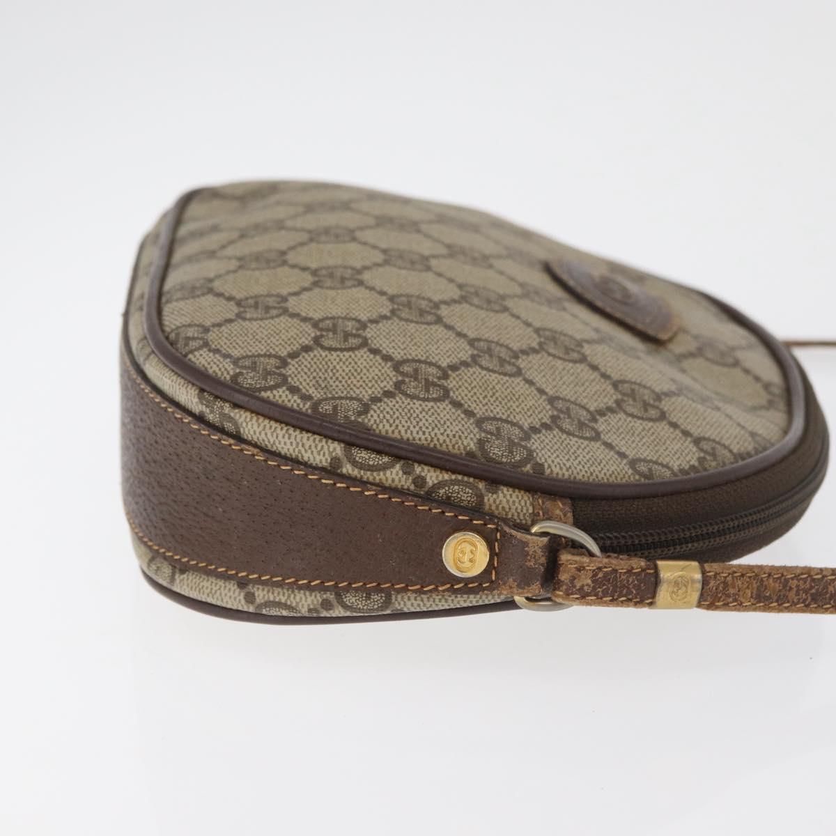 GUCCI GG Supreme Shoulder Bag PVC Beige Gold Auth BA13146