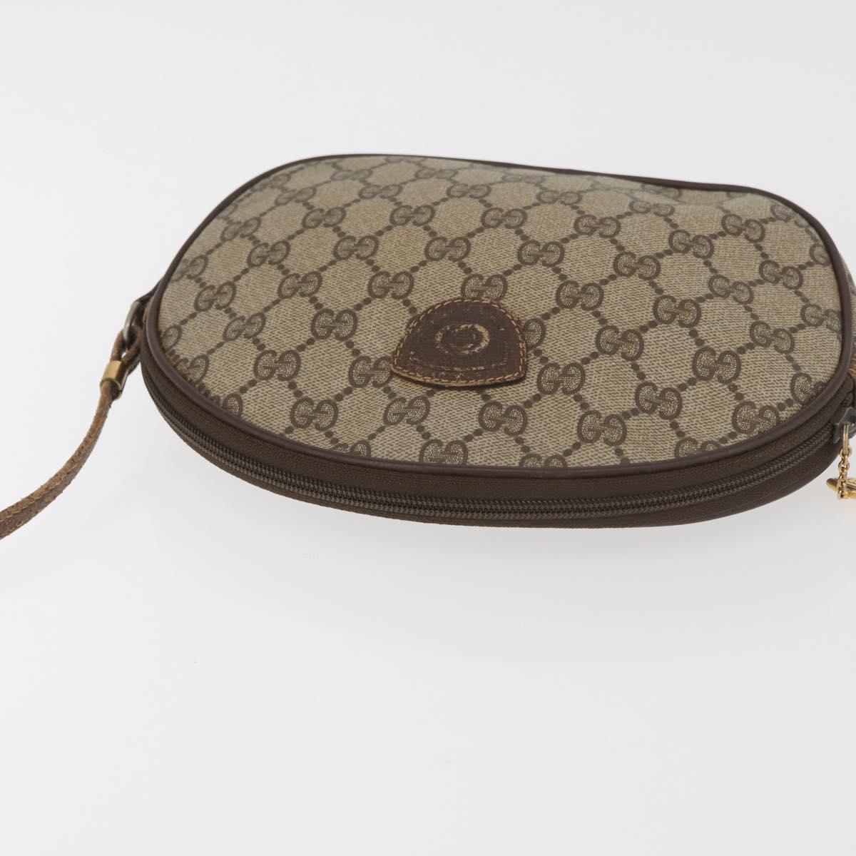 GUCCI GG Supreme Shoulder Bag PVC Beige Gold Auth BA13146