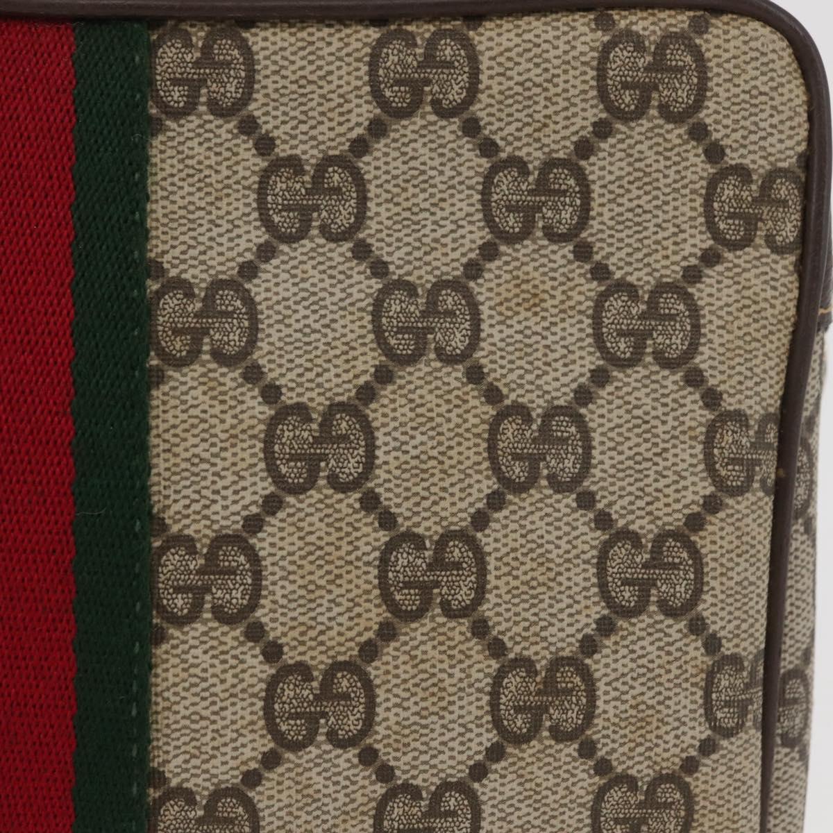 GUCCI GG Supreme Web Sherry Line Bag PVC Beige Red 32 014 3553 Auth BA13149