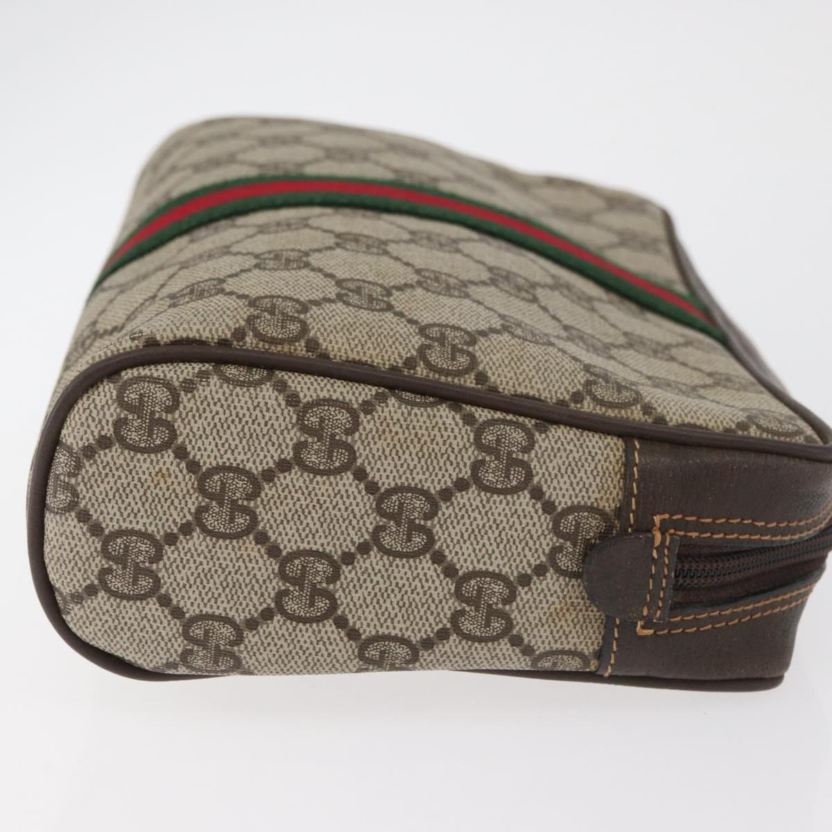 GUCCI GG Supreme Web Sherry Line Bag PVC Beige Red 32 014 3553 Auth BA13149