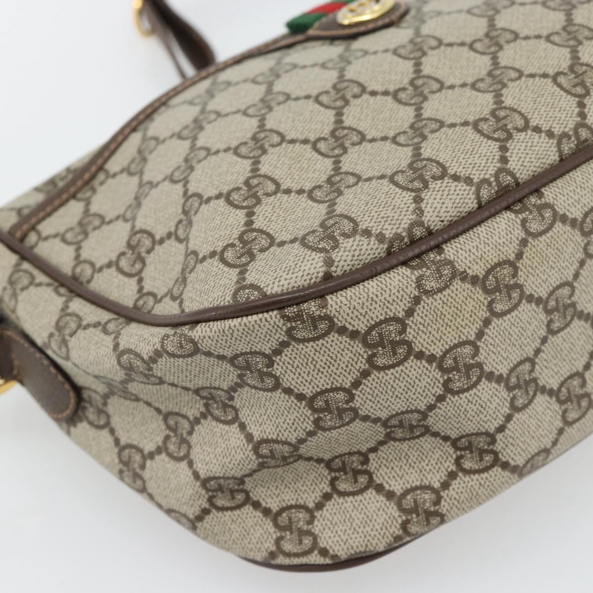 GUCCI GG Supreme Web Sherry Line Bag PVC Beige Gold 89 02 077 Auth BA13151