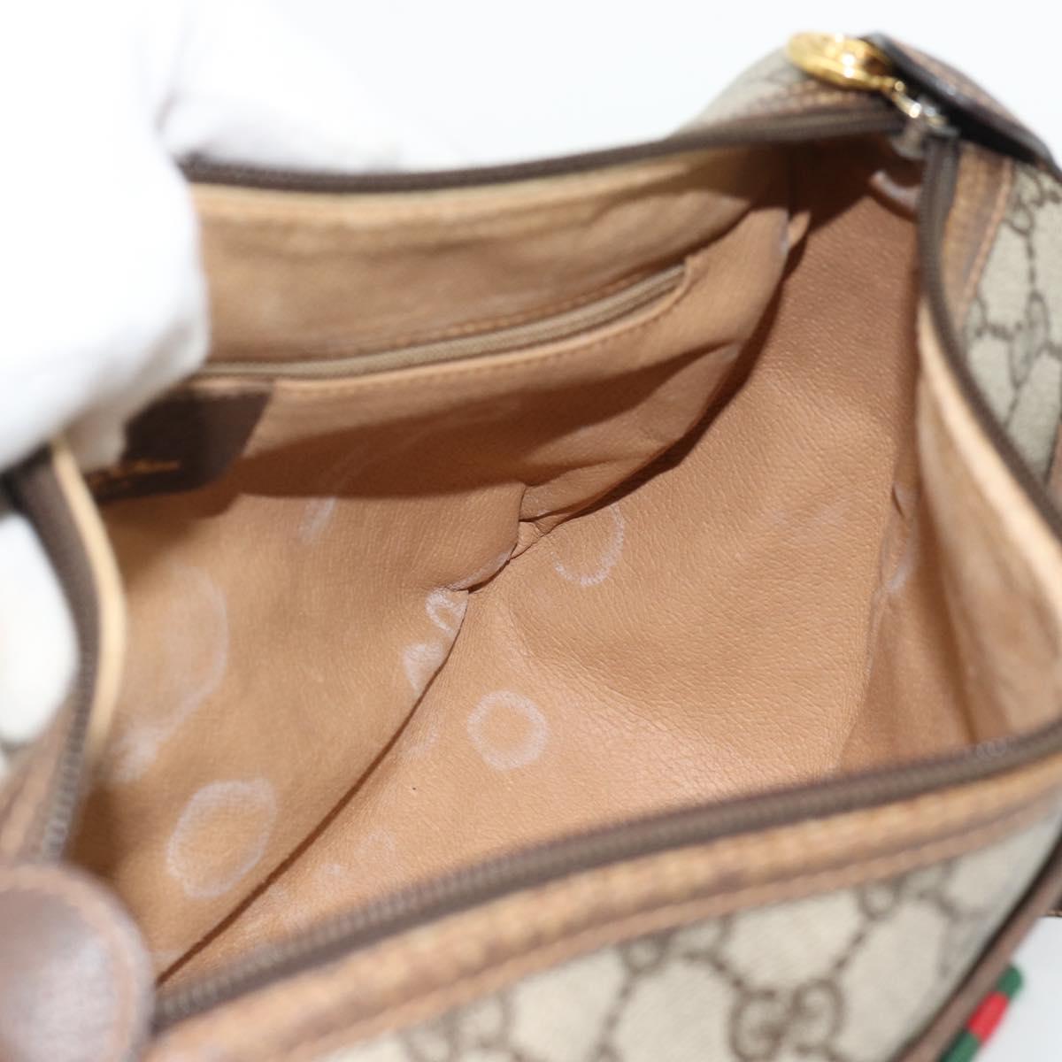 GUCCI GG Supreme Web Sherry Line Bag PVC Beige Gold 89 02 077 Auth BA13151