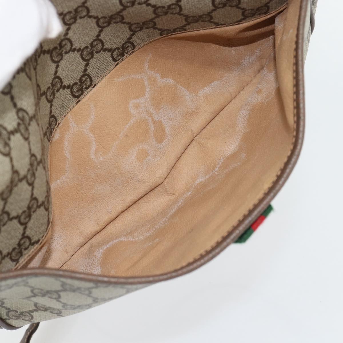 GUCCI GG Supreme Web Sherry Line Bag PVC Beige Gold 89 02 077 Auth BA13151