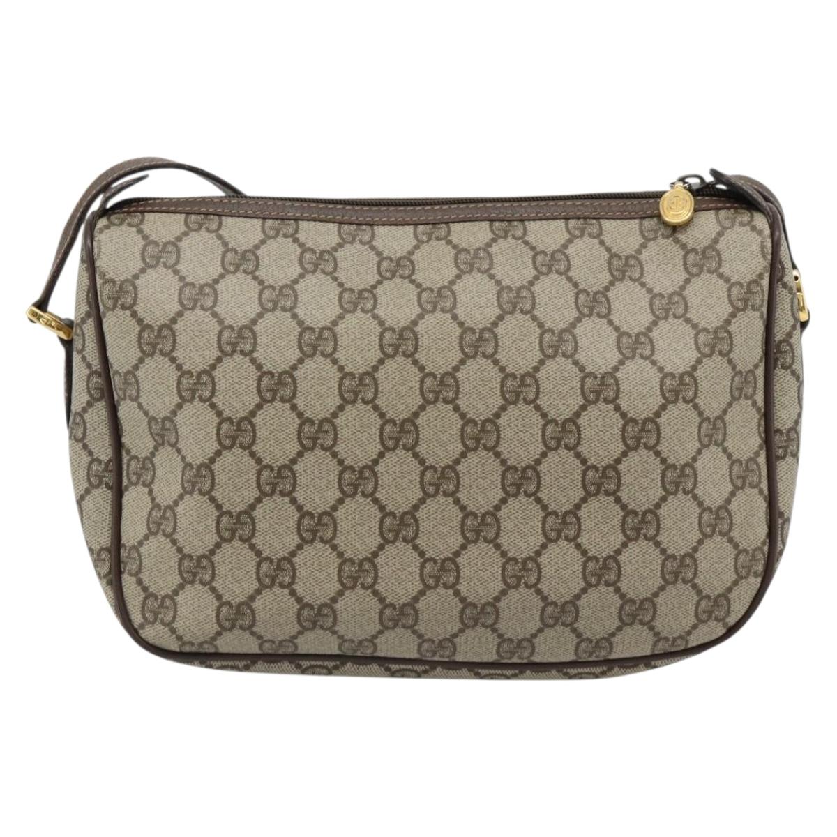 GUCCI GG Supreme Web Sherry Line Bag PVC Beige Gold 89 02 077 Auth BA13151