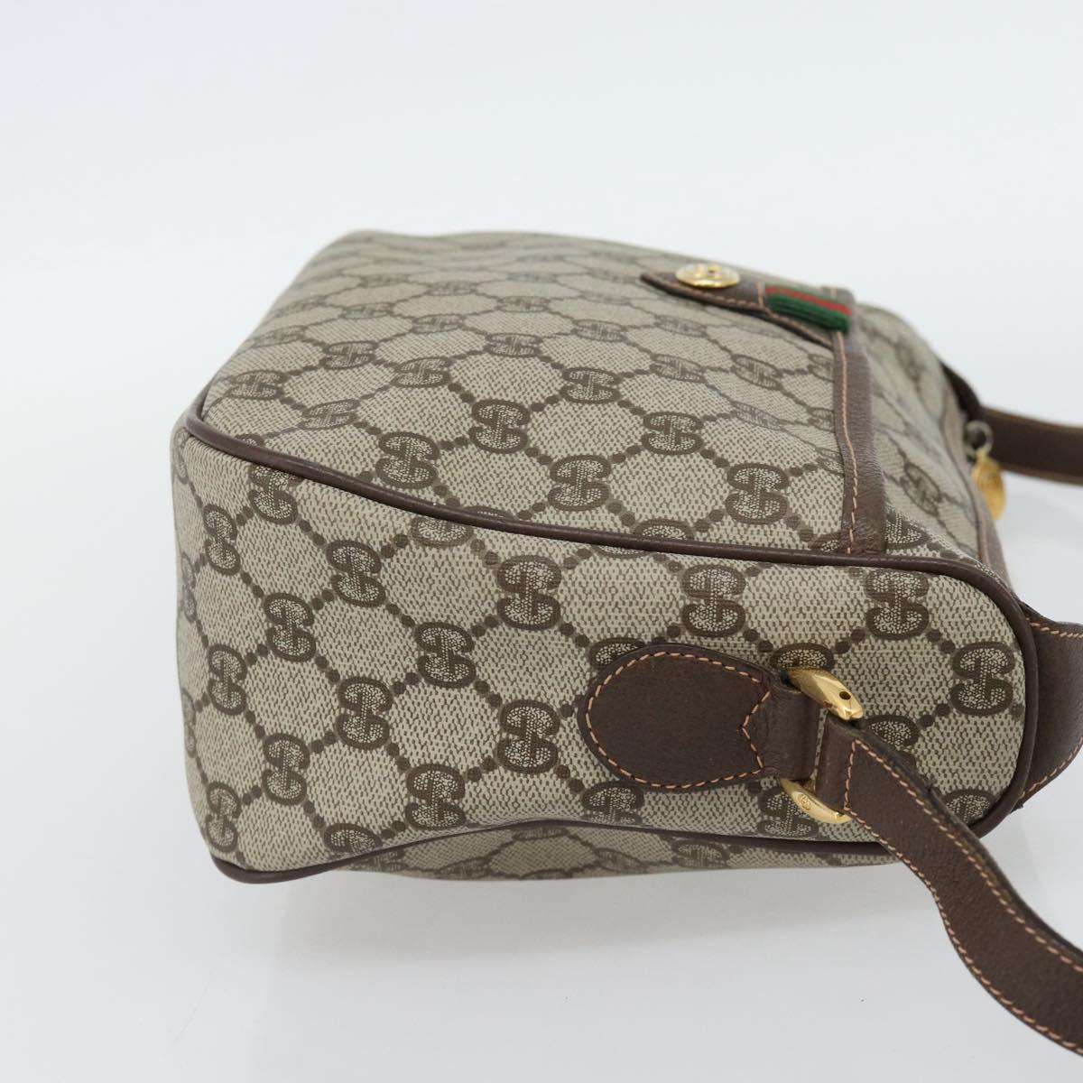 GUCCI GG Supreme Web Sherry Line Bag PVC Beige Gold 89 02 077 Auth BA13151