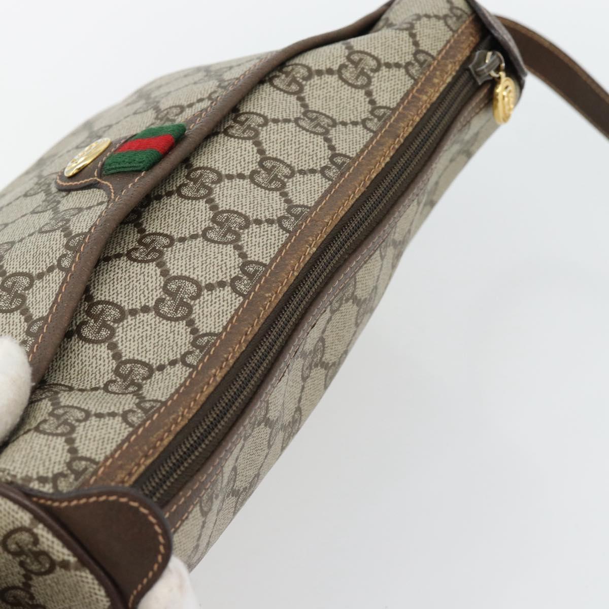 GUCCI GG Supreme Web Sherry Line Bag PVC Beige Gold 89 02 077 Auth BA13151