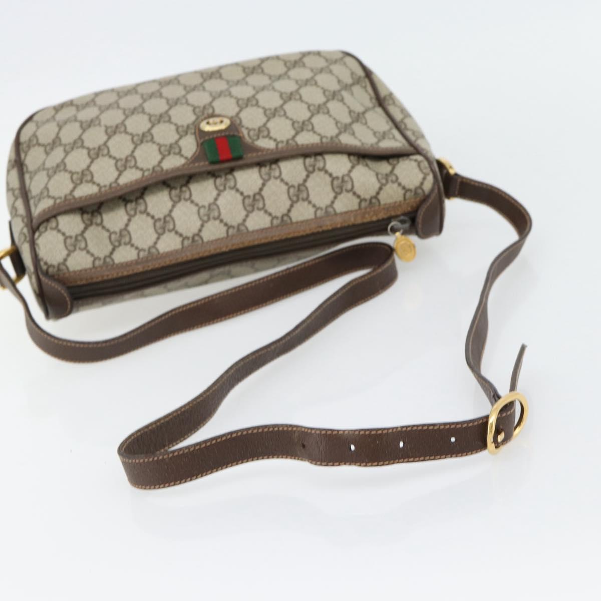 GUCCI GG Supreme Web Sherry Line Bag PVC Beige Gold 89 02 077 Auth BA13151
