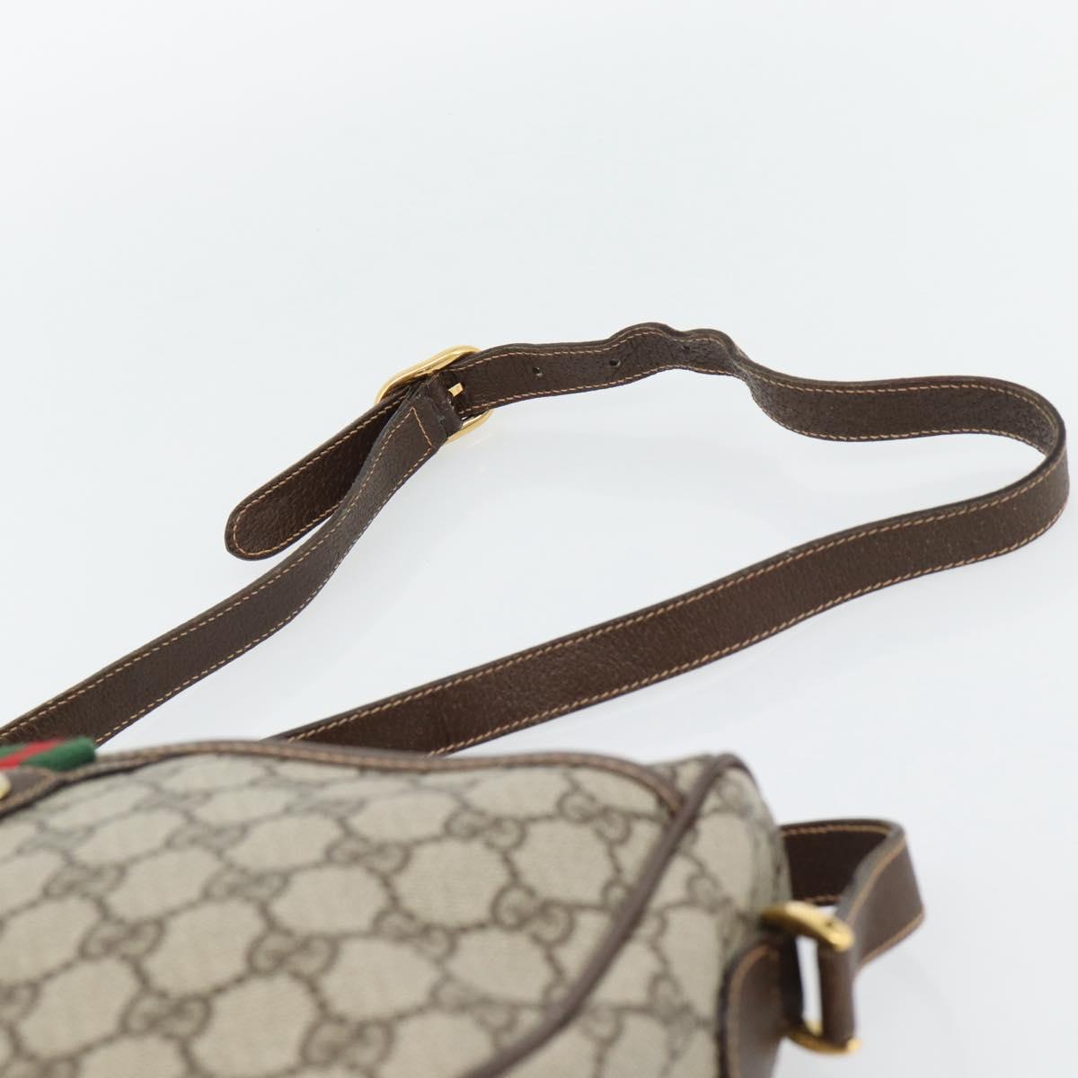 GUCCI GG Supreme Web Sherry Line Bag PVC Beige Gold 89 02 077 Auth BA13151