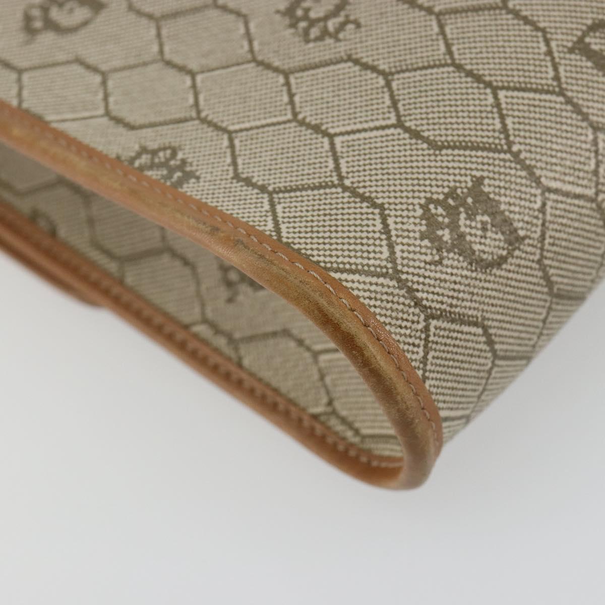 Christian Dior Honeycomb Canvas Shoulder Bag PVC Beige Gold Auth BA13152