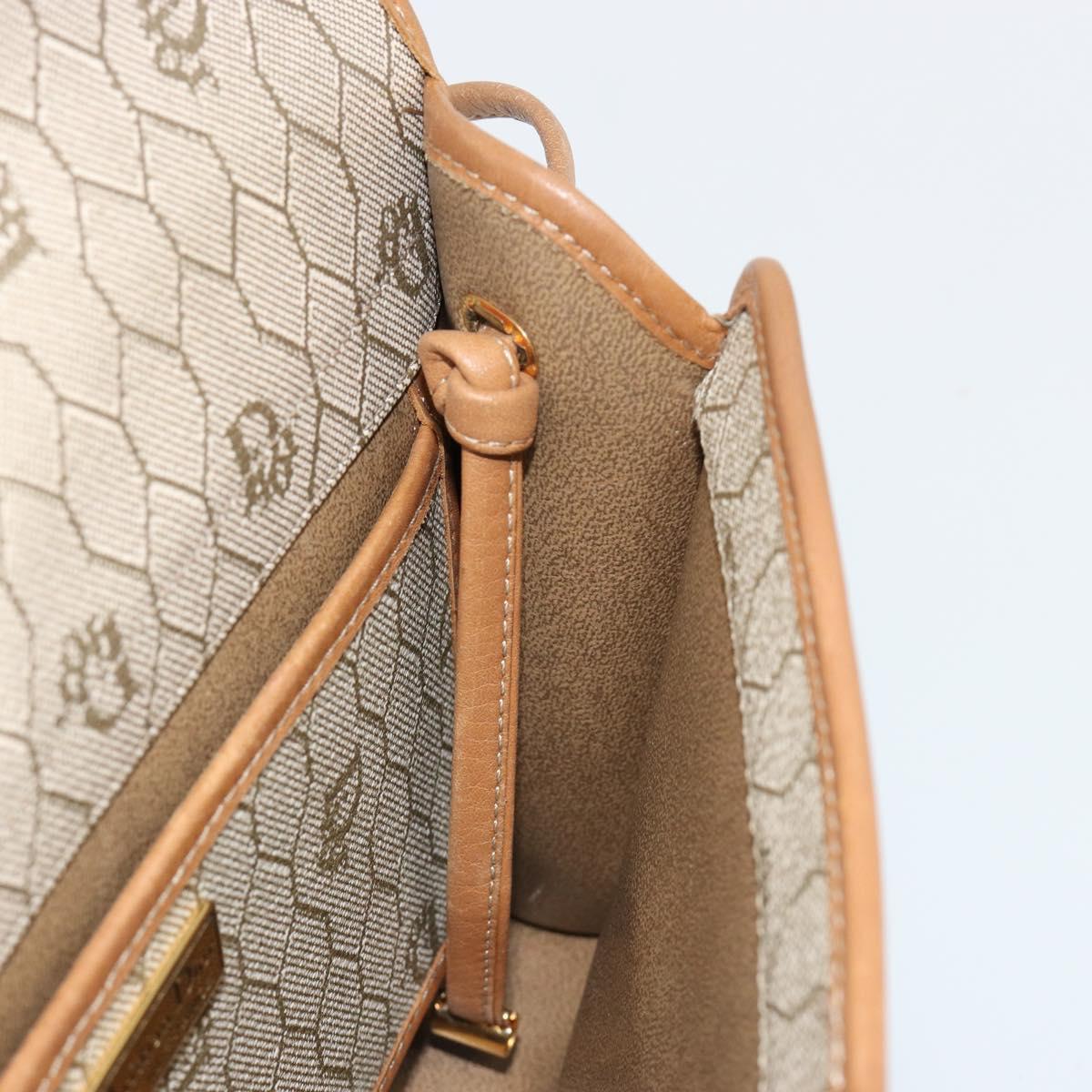 Christian Dior Honeycomb Canvas Shoulder Bag PVC Beige Gold Auth BA13152