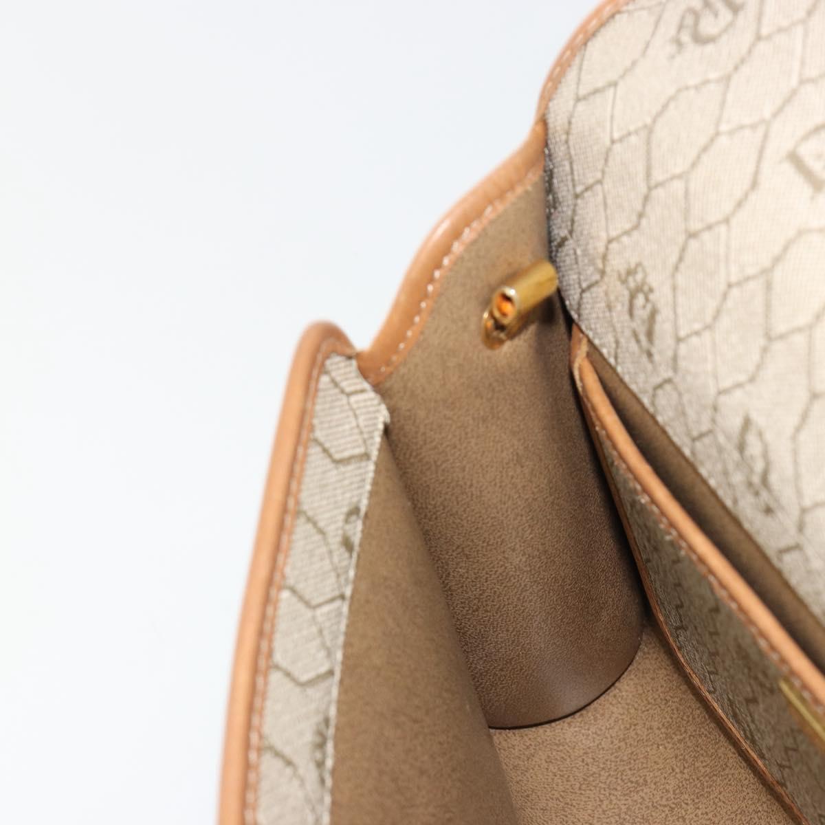 Christian Dior Honeycomb Canvas Shoulder Bag PVC Beige Gold Auth BA13152