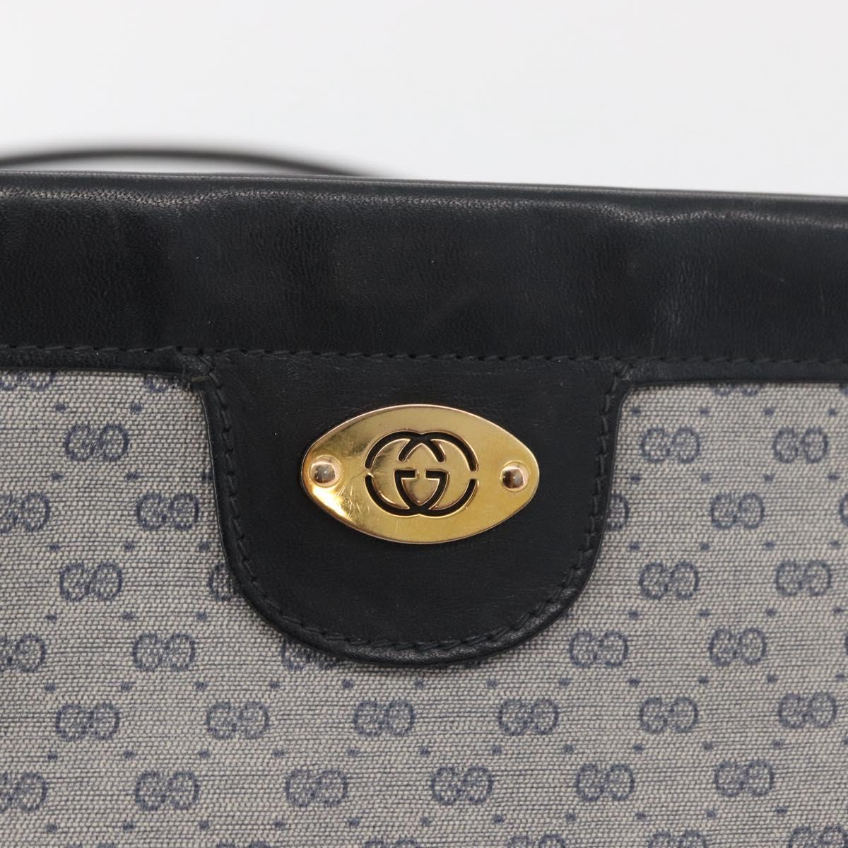 GUCCI Micro GG Supreme Shoulder Bag PVC Navy Gold Auth BA13153